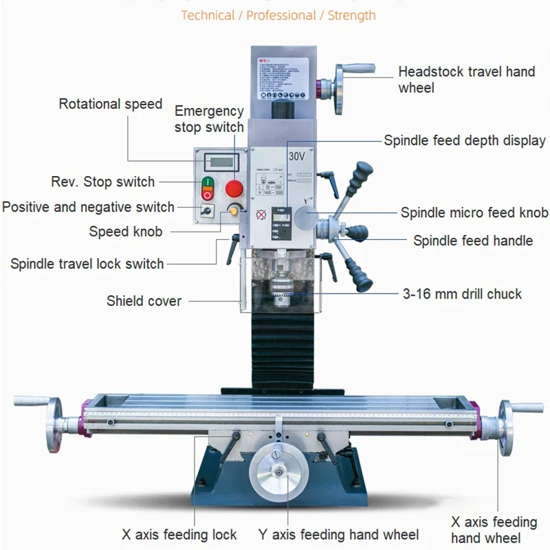 30V High Quality combination machine manual metal Drilling And Milling Machine