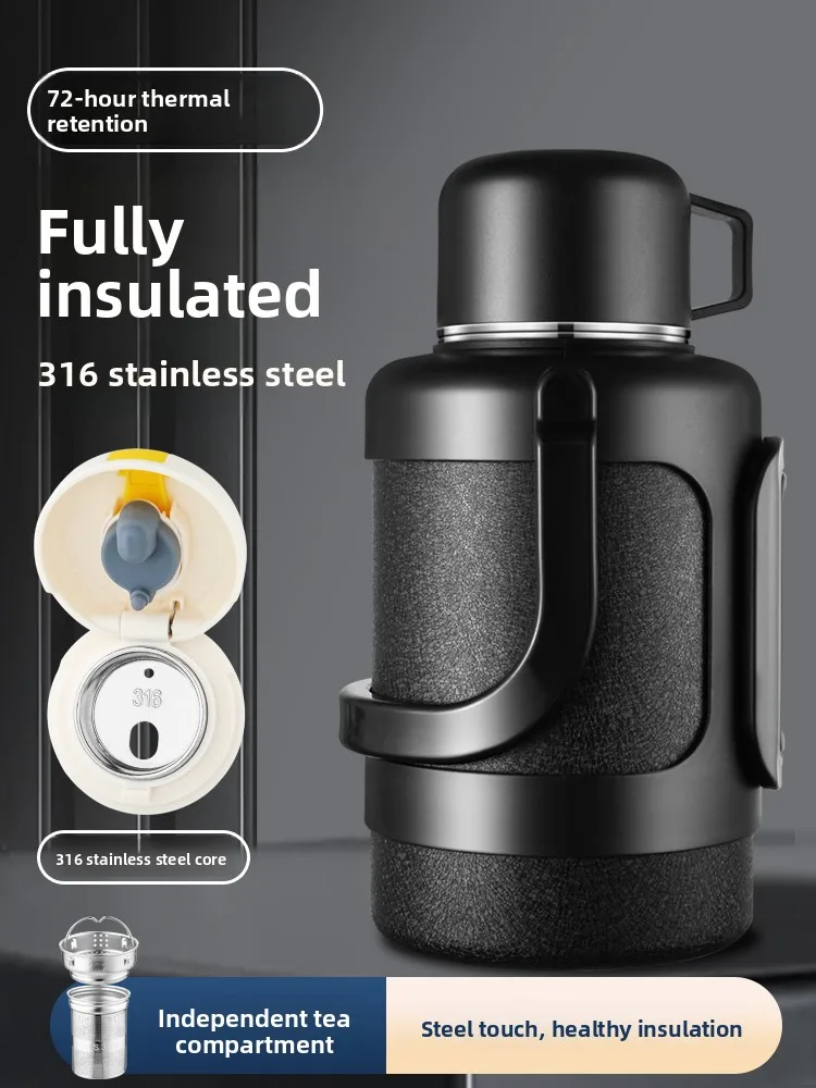 

Large Portable Outdoor Stainl Steel Insulated Water Bottle 36 Stainl Steel Tea Brewing Car Mounted Water Pot Travel Mug