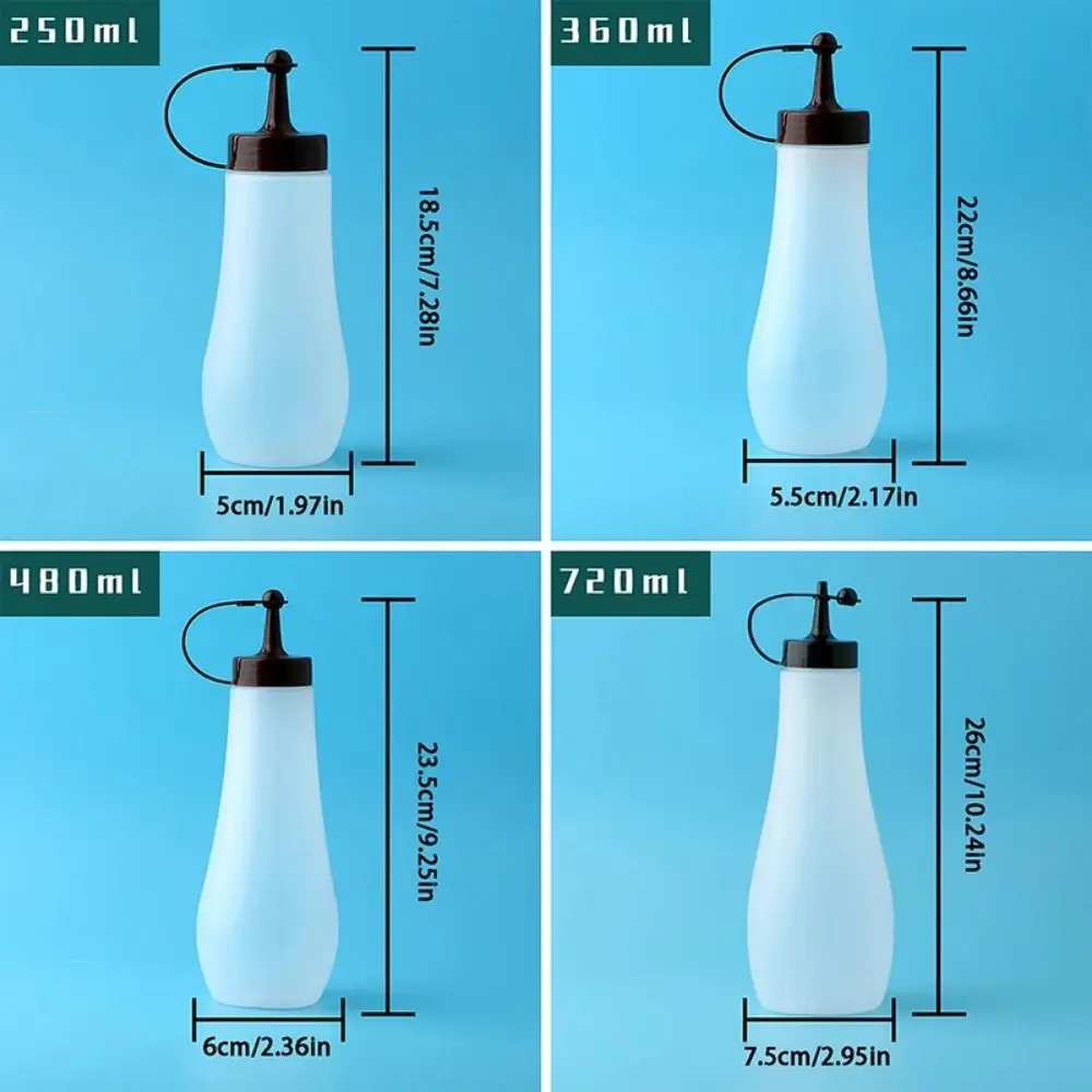 Plastic Condiment Squeeze Bottles Seasoning Hot Sauces Olive Oil Bottles Ketchup Mustard Dispensers Container Kitchen Gadgets