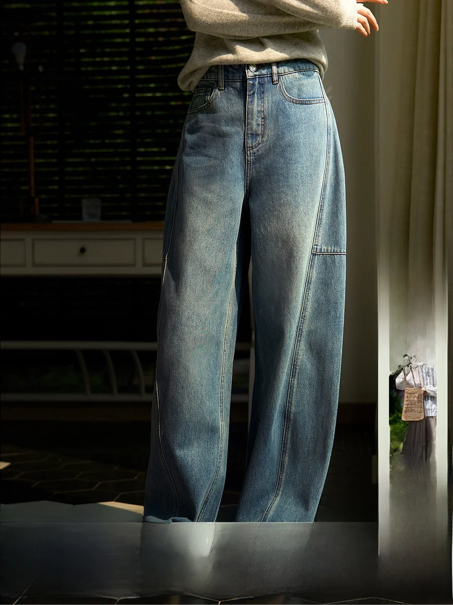 

Slimming Cotton Denim Casual Pants Women's Micro-Ball Type Jeans Autumn 2026 Xhange Natural Waist Jeans Leisure Style