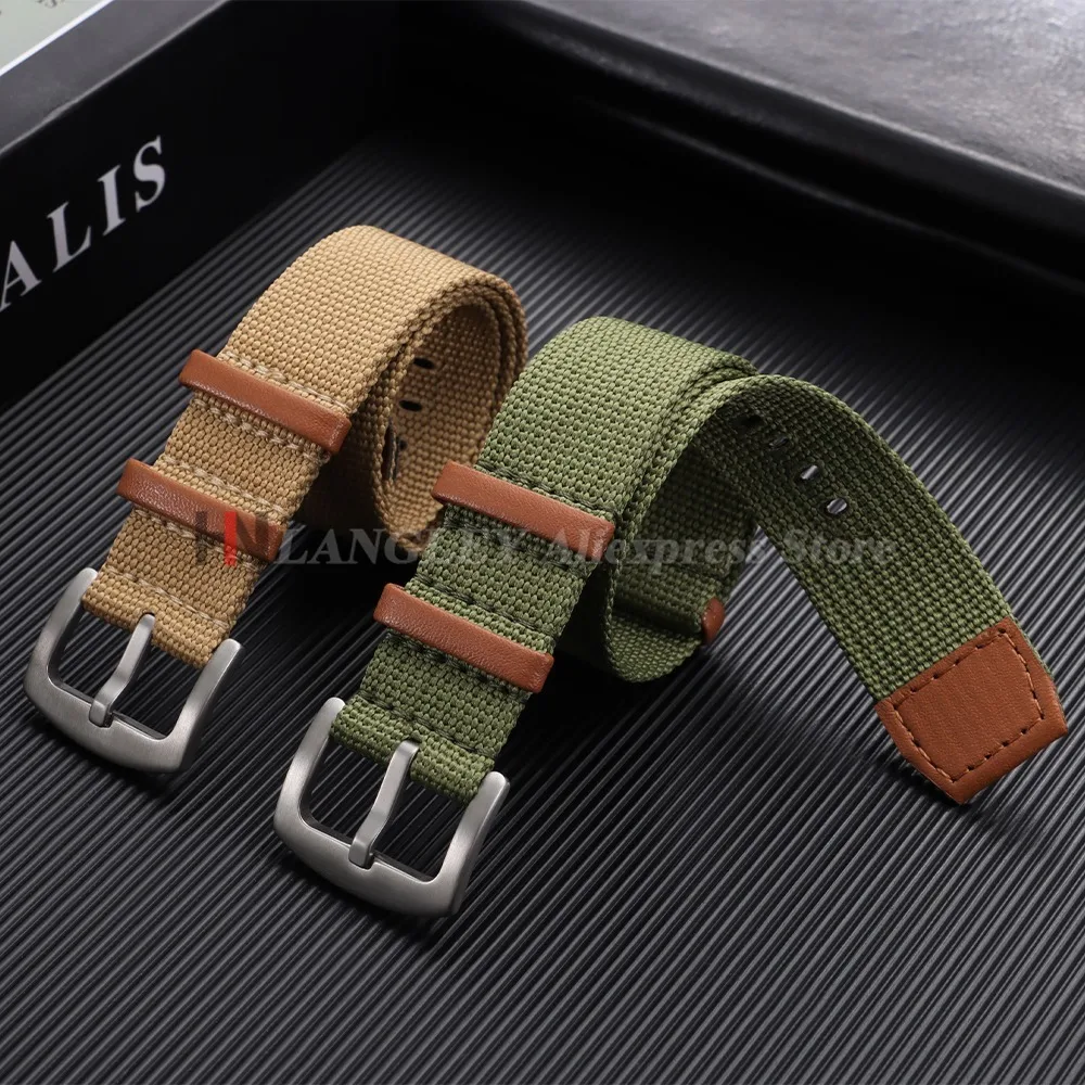 Grün Schwarz Grau 20mm 22mm Nylon-Lederarmband für Damen und Herren Sportuhrenarmband Weiches Armband für Hamilton Khaki Field Armbänder