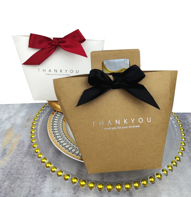 

20/50pcs Upscale White Bronzing "Thank you" Candy Bag French Thank You Wedding Favors Gift Box Package Birthday Party Favor Bags