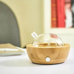150ML Waterless Nebulizing Essential Oil Diffuser Use Best Aromatherapy Wood Glass LED Light for Home Office SPA US PLUG