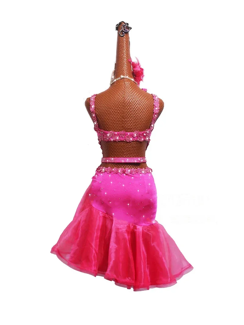 Nuevo vestido de competición de baile latino, disfraces, falda, ropa de actuación, falda Matador roja personalizada para adultos y niños, faldas divididas