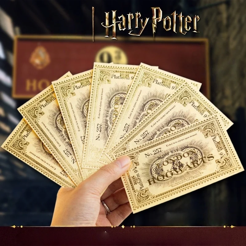 

2025 НОВЫЙ Гарри Поттер Золотые билеты Золотые бумажные карты No 257 Hogwarts Express Platform 9 3/4 Коллекционные карты для рождественских подарков