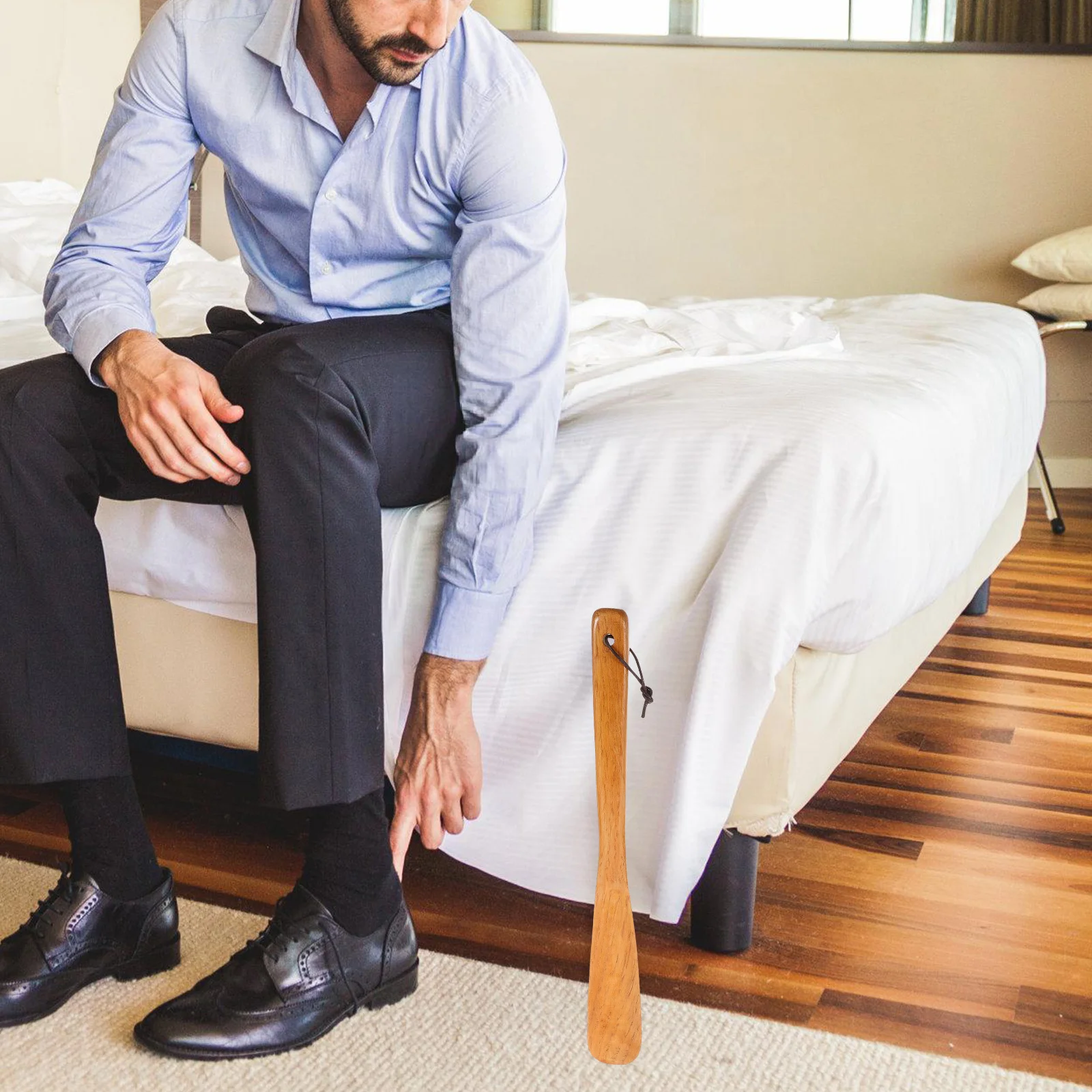 Buzina de sapato de madeira com alça longa, design ergonômico para adultos e idosos, bota portátil para viagem, homens e mulheres