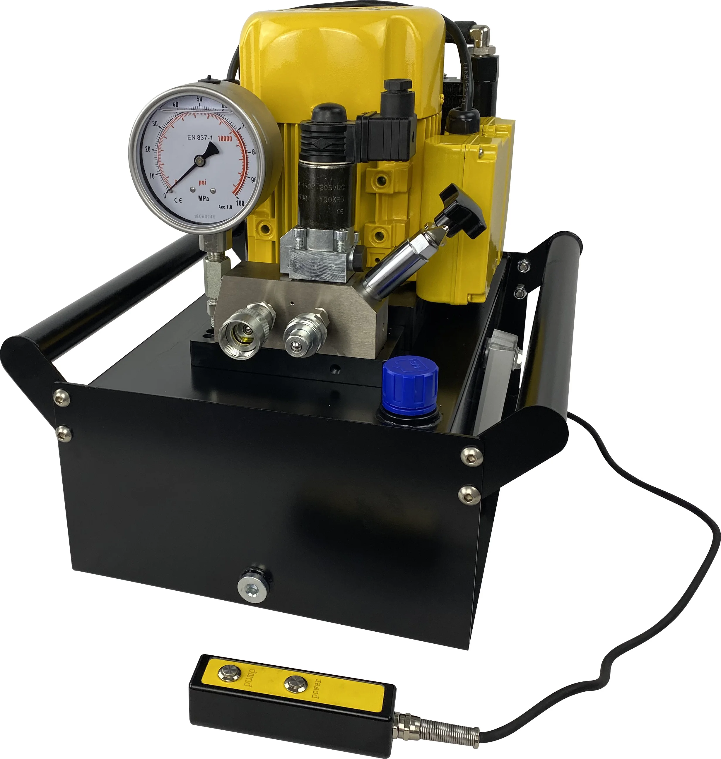 

Подходит для электрического гидравлического насоса KHE-6 с ручным электромагнитным клапаном высокого давления 700 бар, одинарным двойного действия, настраиваемым OEM