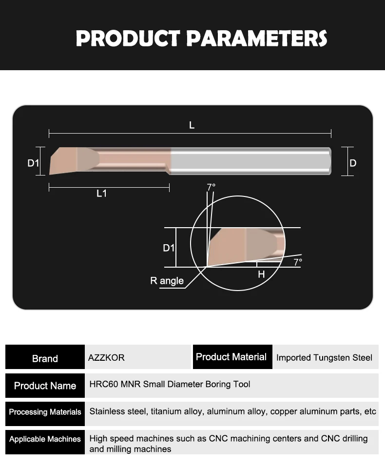 AZZKOR MNR Bohrwerkzeuge mit kleinem Durchmesser, Hartmetall-CNC-Maschinenwerkzeug, seismisch widerstandsfähiges Innenbohr- und Drehwerkzeug – Detail 9