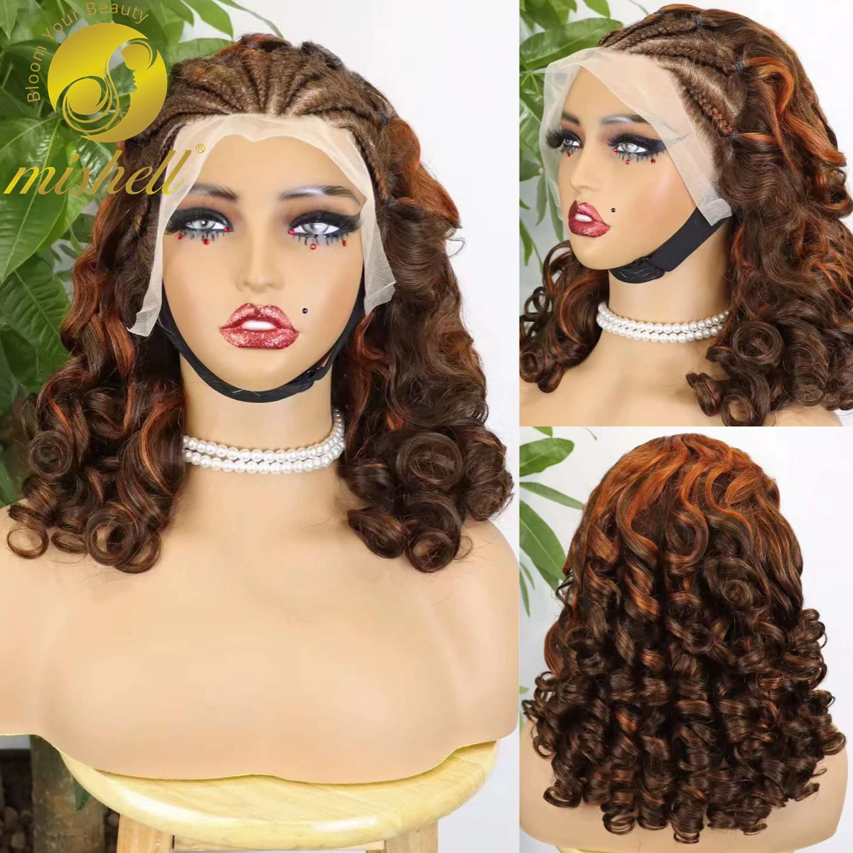 

4-350 Color Loose Wave Remy Human Hair Wig 250% Density 13x4 Lace Frontal Cornrow Braided Wig Loose Fumi Curly HD Lace Braid Wig