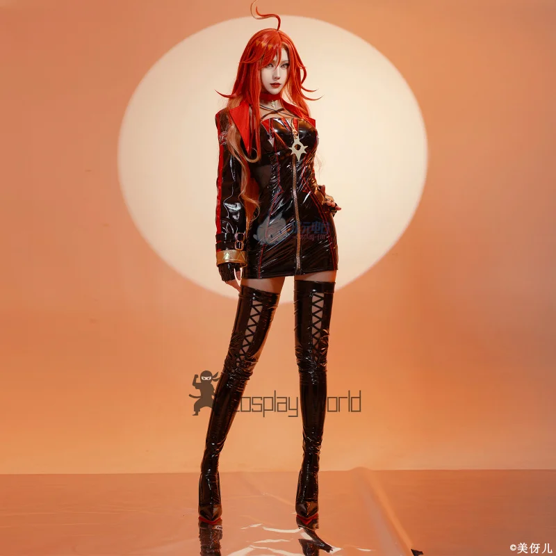 

Костюм для косплея Genshin Impact, Mavuika, сексуальный обтягивающий гоночный костюм, перчатки, воротник, униформа, аниме, карнавальный комплект для Хэллоуина