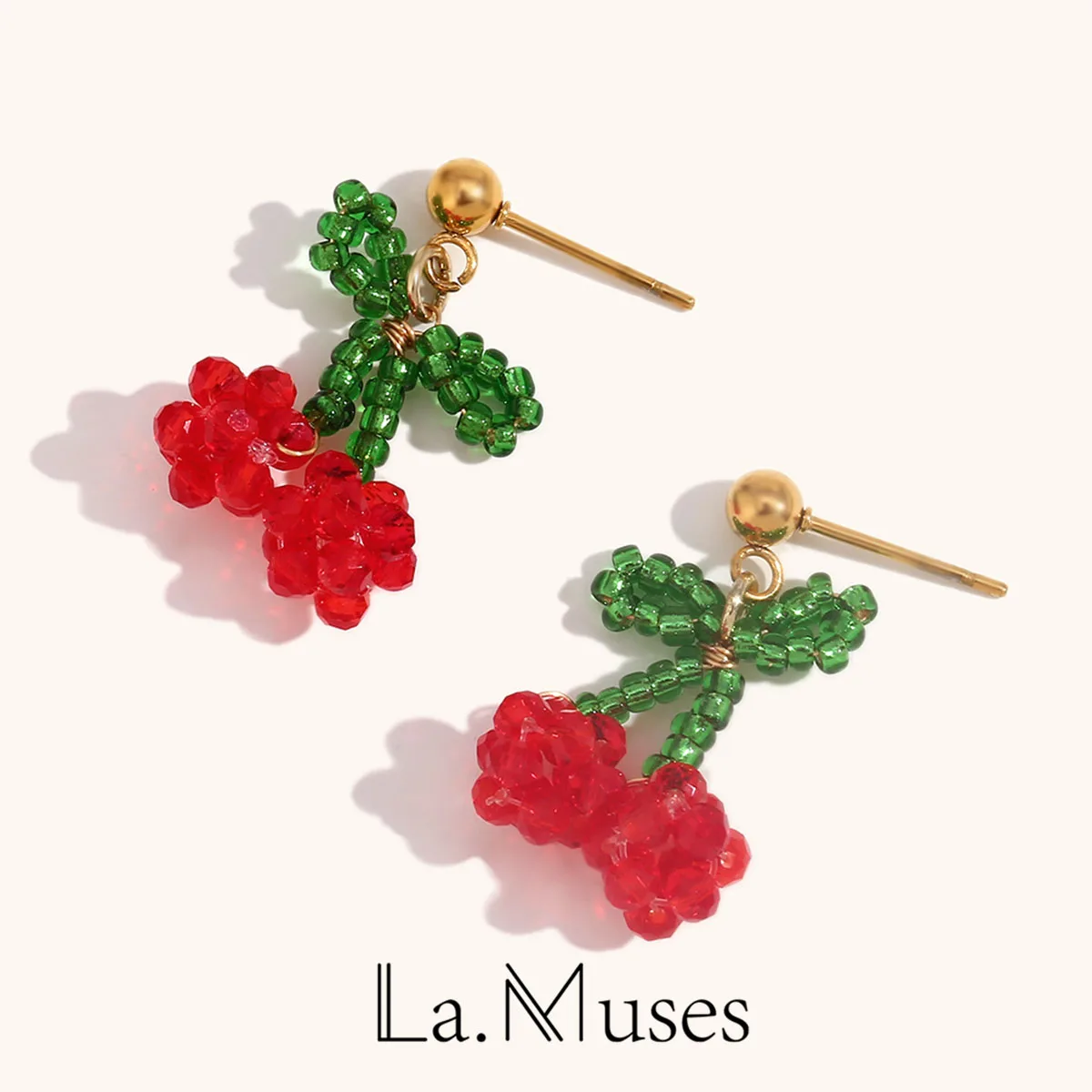 

Серьги La.Muses ручной работы из нержавеющей стали с вишневой малиной для женщин водонепроницаемые украшения Gifts