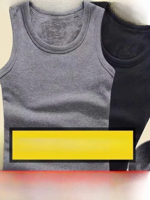 

Men's Thermal Fleece Lined Thickened Vest Underwear Indoor Wear Autumn Winter Warmth Protection Home Clothes round Neck