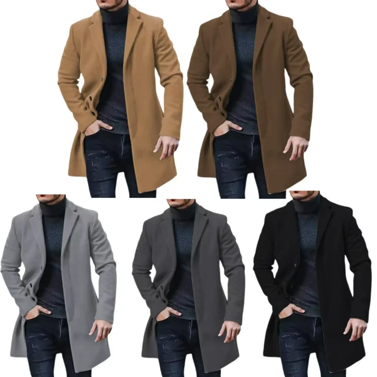 

Man Trench Coat Customized Notched Lapel Full Man Terno Gentleman Casual Coat Single Breasted Prom Men's Winter Jacket Clothing