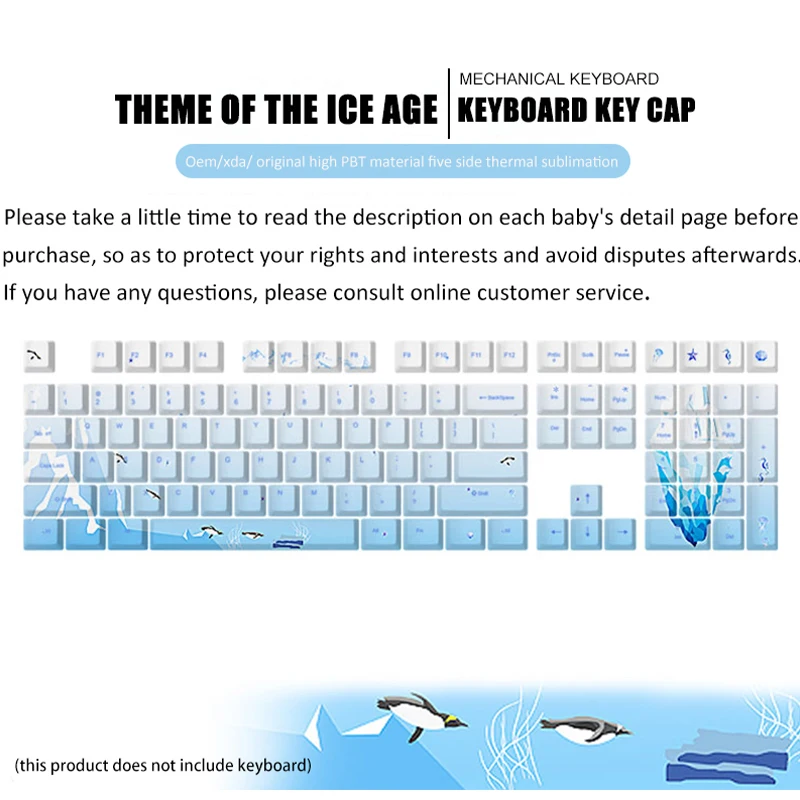 

Ice Age Mechanical Keyboard Keycaps Custom Personalized DIY 61 Key Pbt Thickening Dye Sub Keycap Set Kit Five Sided Sublimation