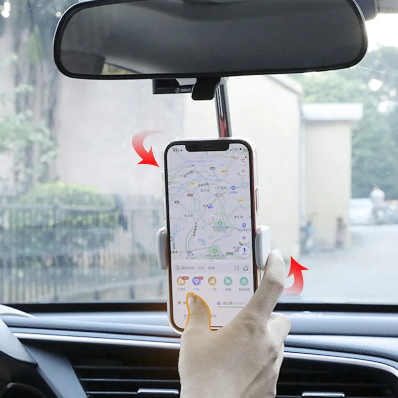 

360° Rearview Mirror Phone Holder Universal Car Phone Holder GPS Seat Smartphone Car Phone Holder Stand Adjustable Support