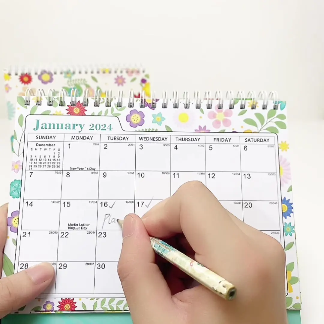 

26th-27th Year Calendar Triangular Stable Support Daily Registration Plan Desktop Placement Exquisite Patterns Desk Calendar