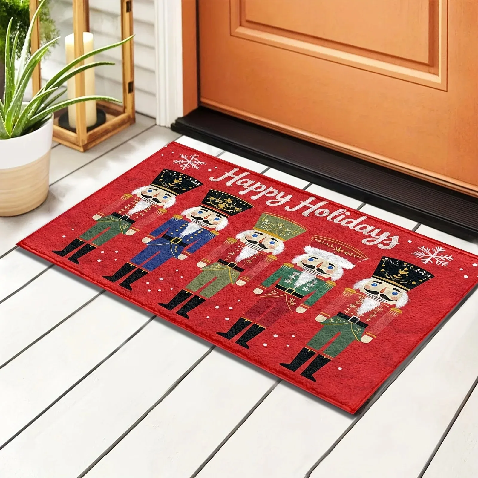 VIKAMA Christmas Nutcracker Entrance Doormat Kitchen Hallway Balcony Carpet Bathroom Non-Slip Floor Mat Festive Home Decoration