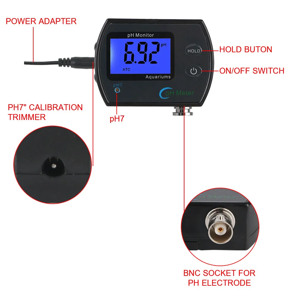 EU plug Online pH monitor acidometro phmetro per acquario Multi-parametro Monitor della qualità dell\'acqua professionale accurato