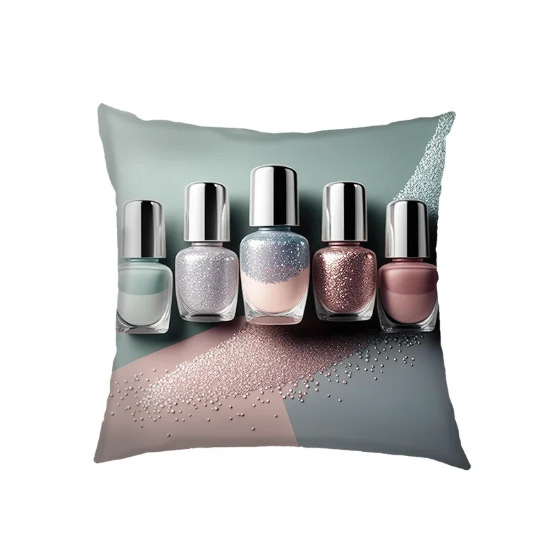 Beautiful Nail Polish Double-side Print Cushion Covers Manicure Pillowcase Home Decor for Living Room Sofa Bedroom Pillow Cover