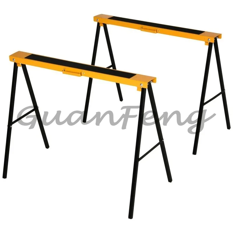 Portable 2‑Piece Foldable Iron Workbench Set 200KG Load Bearing Compact Folding Work Stand for Woodworking & Home Projects