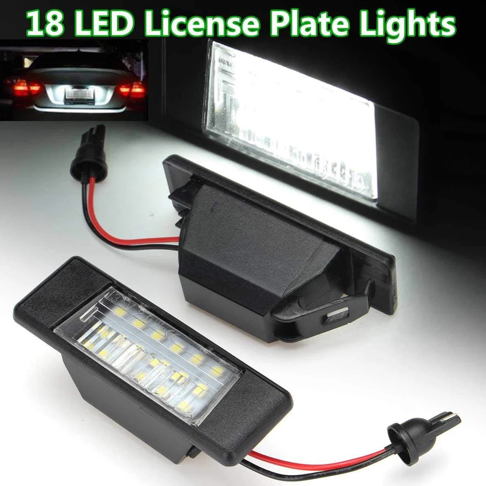 2Pcs Car 18Leds License Plate Lights Plastic for Juke Primera Bright Led Number Licence Plate Light