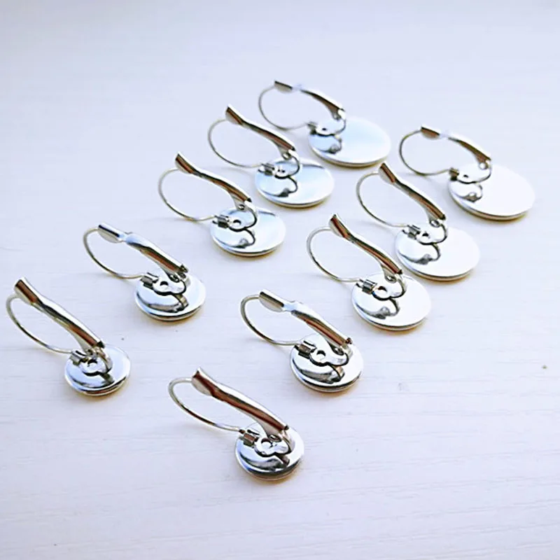 10Pcs 6-30mm Stainless Steel French Lever Cabochon Earring Setting Blank Base Cameo Tray for DIY Earrings Jewelry Findings Parts