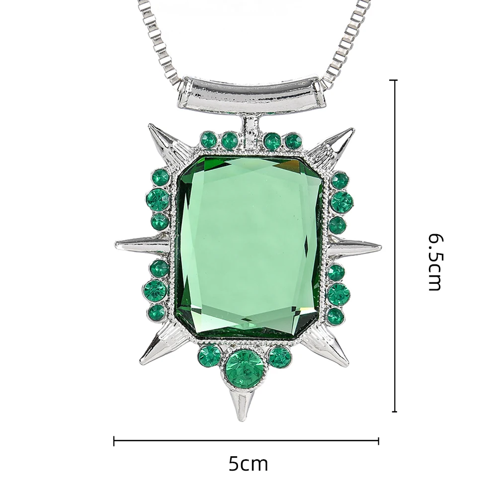 Chaud il était une fois collier Punk méchante sorcière Zelina Glinda pendentif vert Crstal charme chaîne colliers pour femmes hommes cadeaux