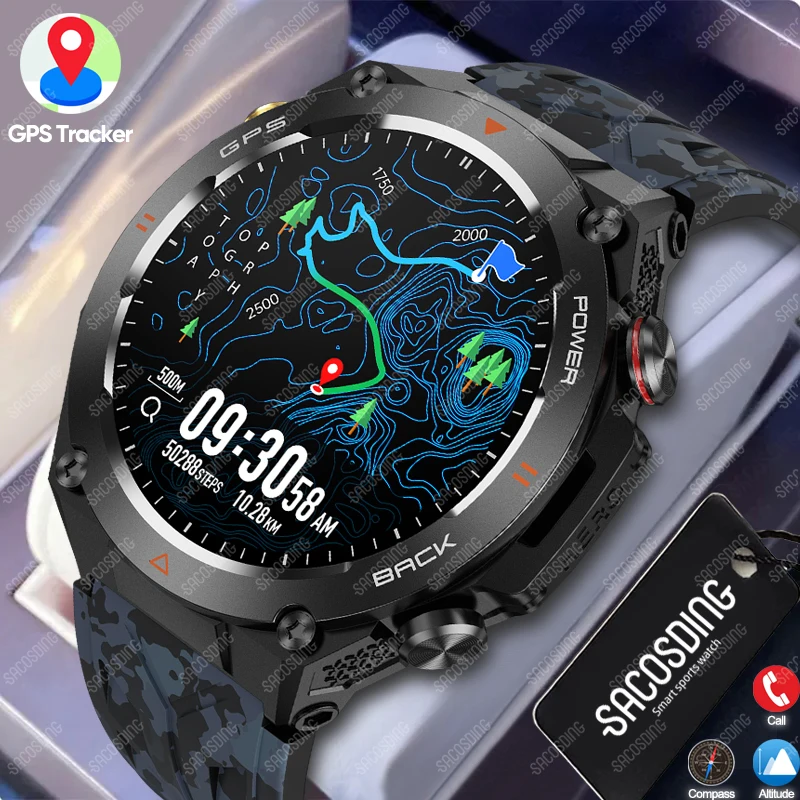 2024 Smart Watch Bluetooth Call Sports GPS Smartwatch for Men Women Outdoors 1ATM Waterproof Flashlight Compass for Android IOS