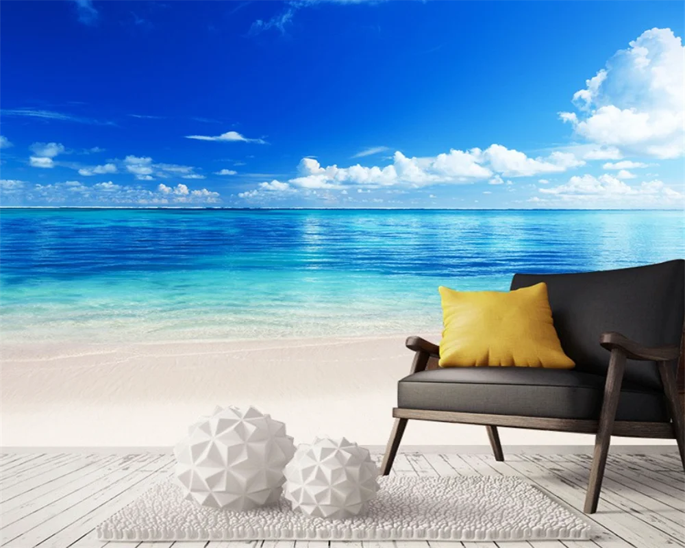 beibehang papier peint Customized modern new bedroom, living room sea view background film and television decorative wallpaper