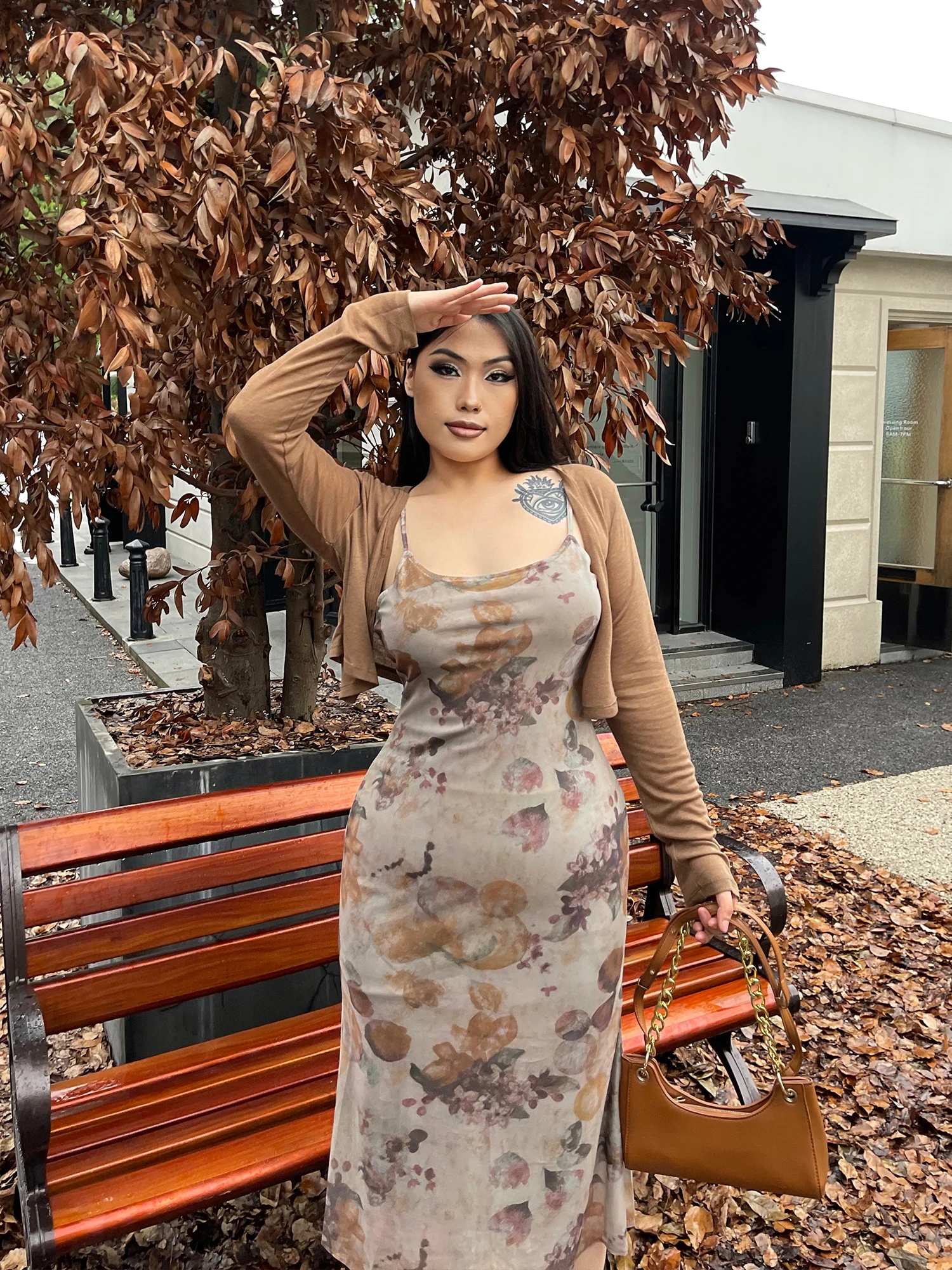 

Street Sle Floral Print Maxi Dr Women's Sexy Pure Desire Strapl Slim Fit Long Dr for plus Size Early Autumn New Ar...