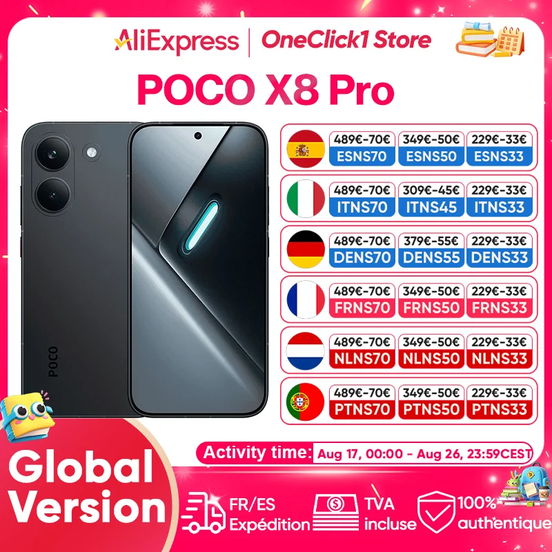POCO X8 Pro 5G Globale Version Smartphone Dimensity 8500-Ultra 6,59 Zoll 120Hz 1,5K Ultra-helles AMOLED-Display 6500mAh Akku NFC