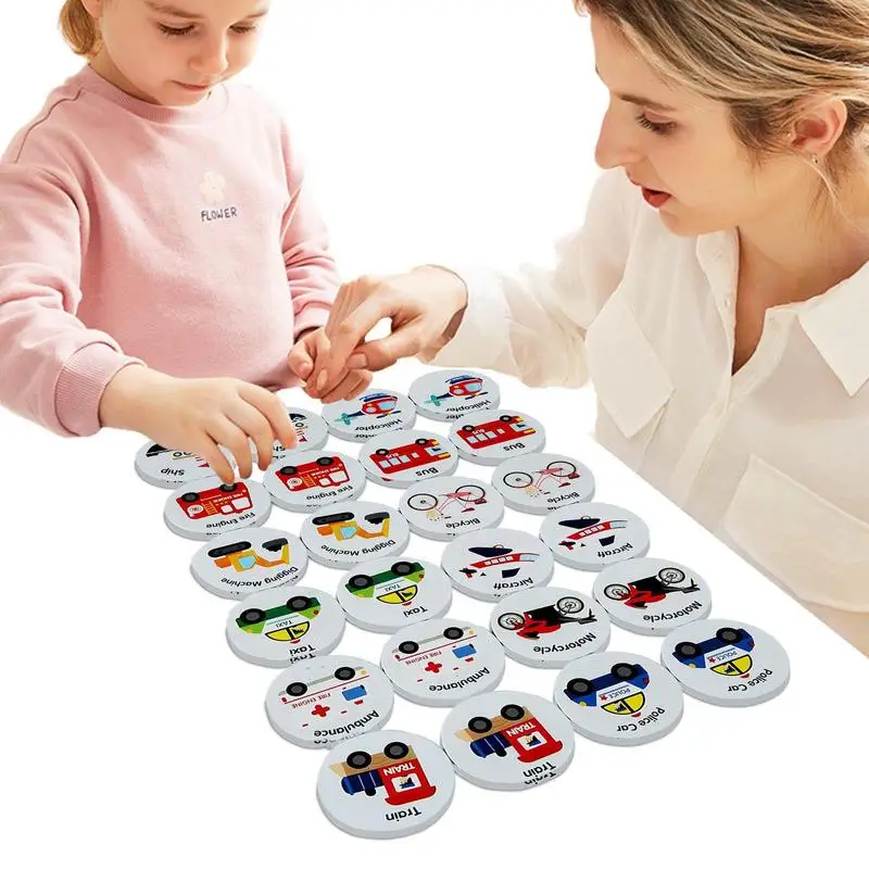 Toddler Memory Game Math Traffic Theme Wooden Memory Matching Cards Toddler Board Games For Boys Girls Class Prize Birthday