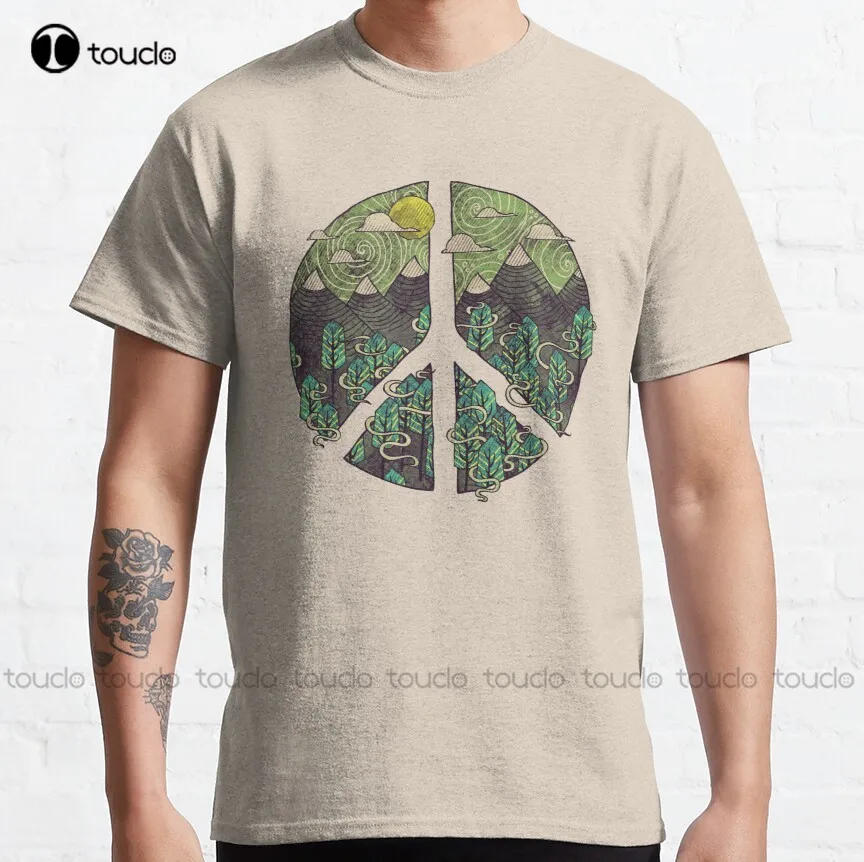 Peaceful Landscape Classic T-Shirt Mens Muscle Shirt Cotton Outdoor Simple Vintage Casual Tee Shirts Xs-5Xl Breathable Cotton