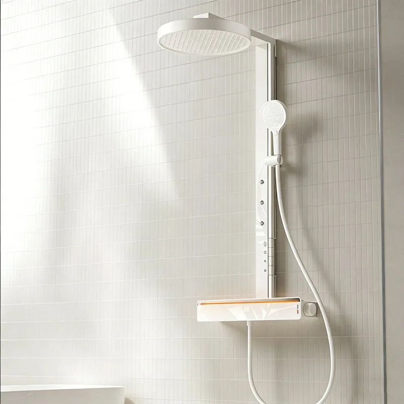 Light luxury all-copper intelligent thermostatic shower hot and cold shower set household bathroom bath pressurized shower