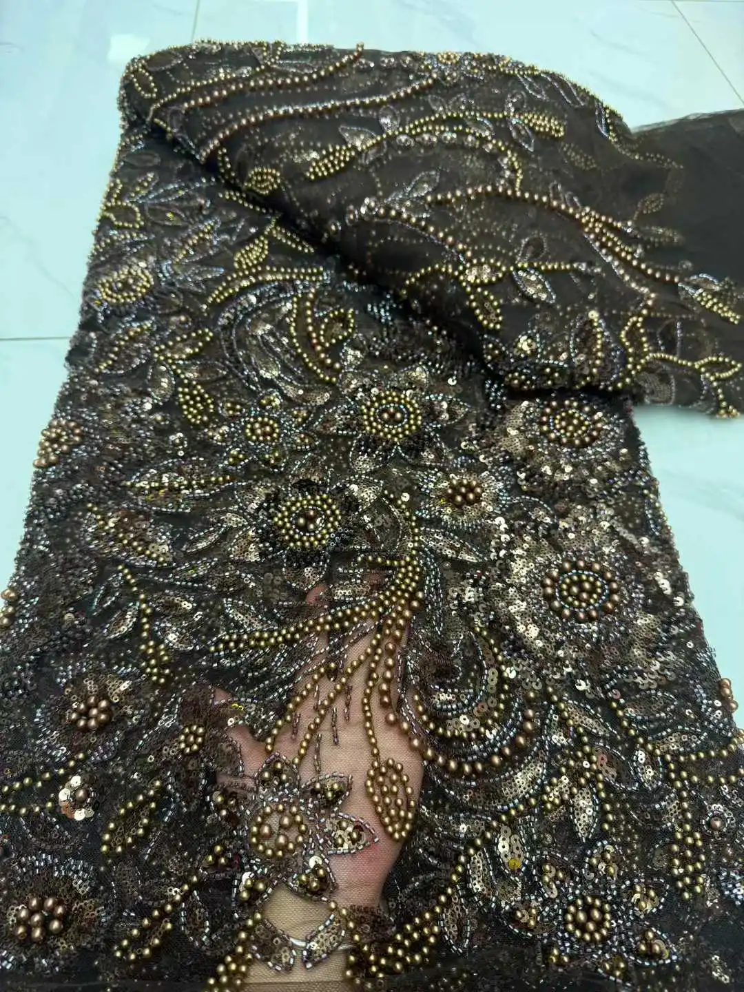 

Модная элегантная французская сетчатая ткань с вышивкой, пайетками и кружевом, африканская нигерийская кружевная ткань для свадебного платья