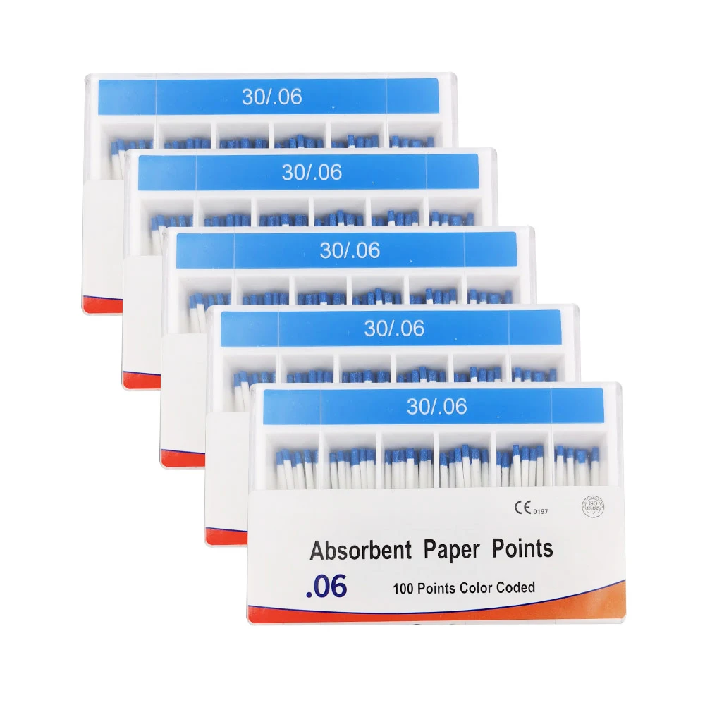 5box 0.06 Taper Dental Absorbent Paper Points 25# 30# Paper Points Root Canal Absorption Pure Cotton Dental GP