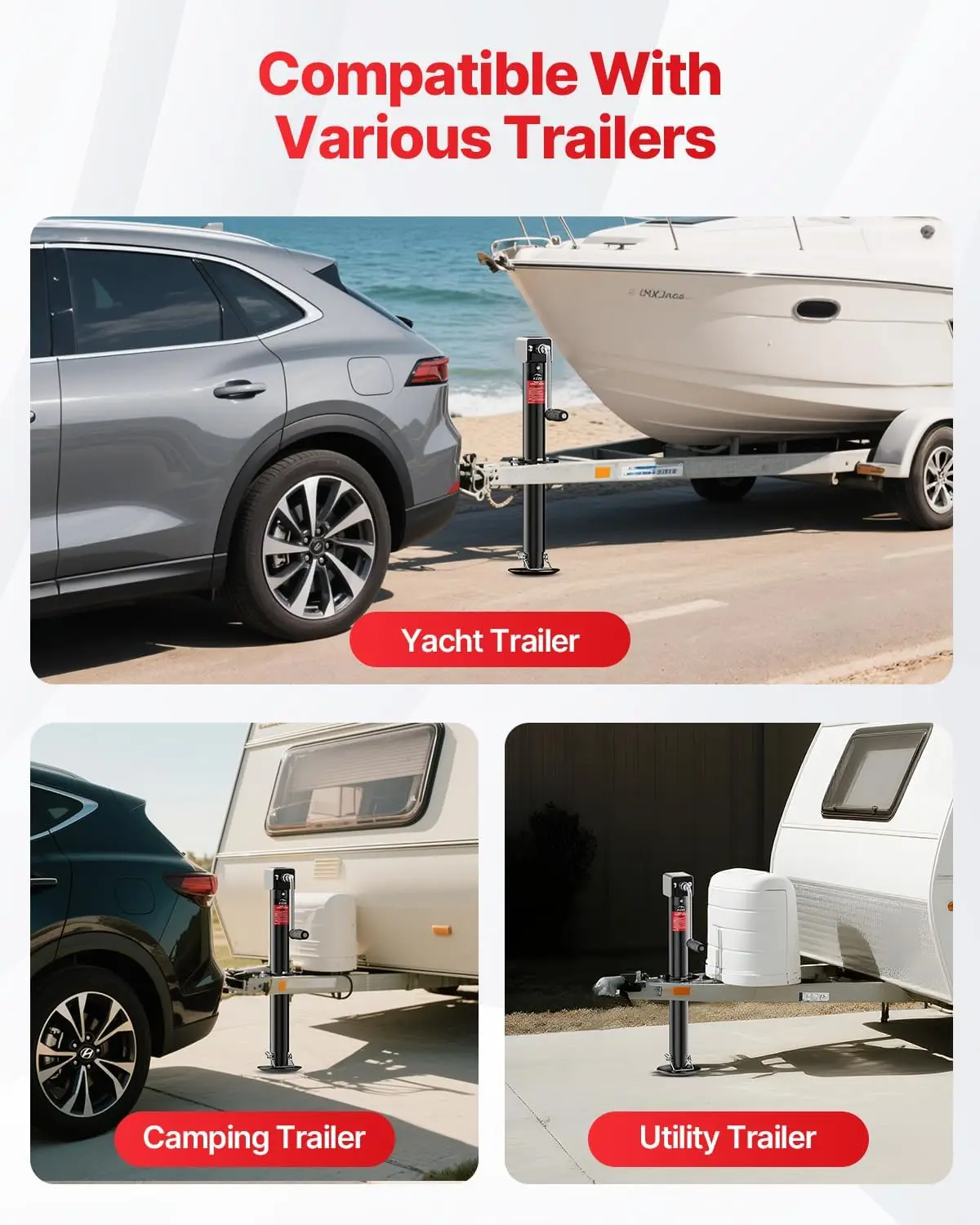 5000 lbs A-Frame Trailer Jack, Cordless Drill Compatible, 23" Lift for Utility and RVs