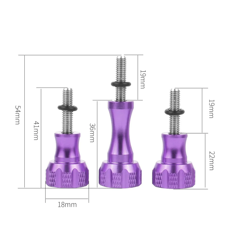 Bgning 3pcs cnc aluminium lange kurze daumen knopf schraube mutter adapters ch rauben schwarz für gopro hero 12 11 10 9 dji sjcam yi 4k stecker – Detail 5