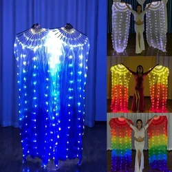 Silk Led Light Rainbow Fold Fans Belly Dance Stage Performance Party Cosplay Costume Shows Bar Nightculb Accessoriec Fan Props