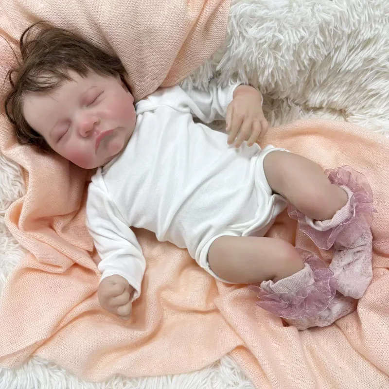 Levi 19 pouces cheveux enracinés à la main tissu doux corps Reborn poupée réaliste câlin bébé plusieurs couches peinture 3D peau veines visibles