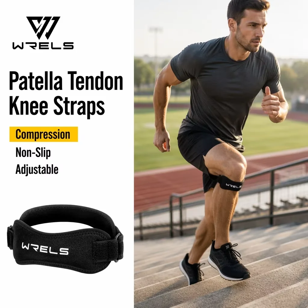 WRELS 1/2/4/6 PCS Patellar Tendon Knee Straps Adjustable Knee Straps Breathable Pain Relief Men Women Running Hiking Knee Band