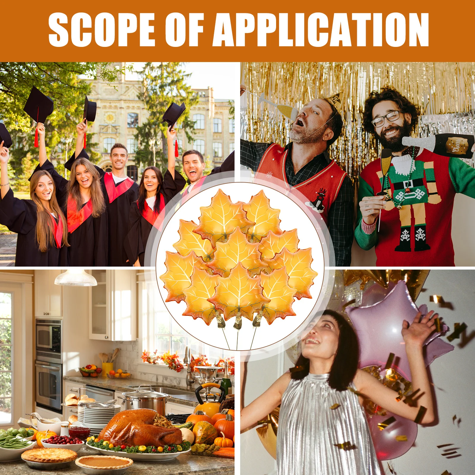 

10Pcs Fall Maple Leaf Balloons Foil Thanksgiving Party Favors Decorative Balloon Set Harvest Festival Decoration Supplies