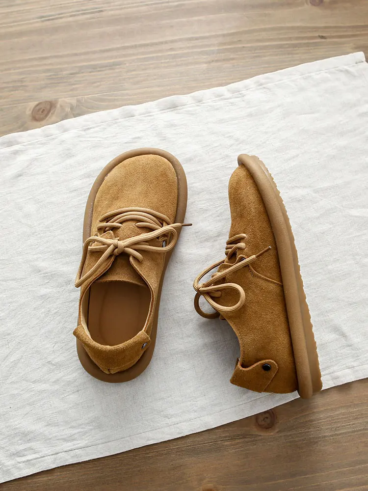 Casual Outdoor Handmade Faux Velvet Bean Shoes Soft Sole Fashionable Retro Artistic Original Design Large Head Single Shoes