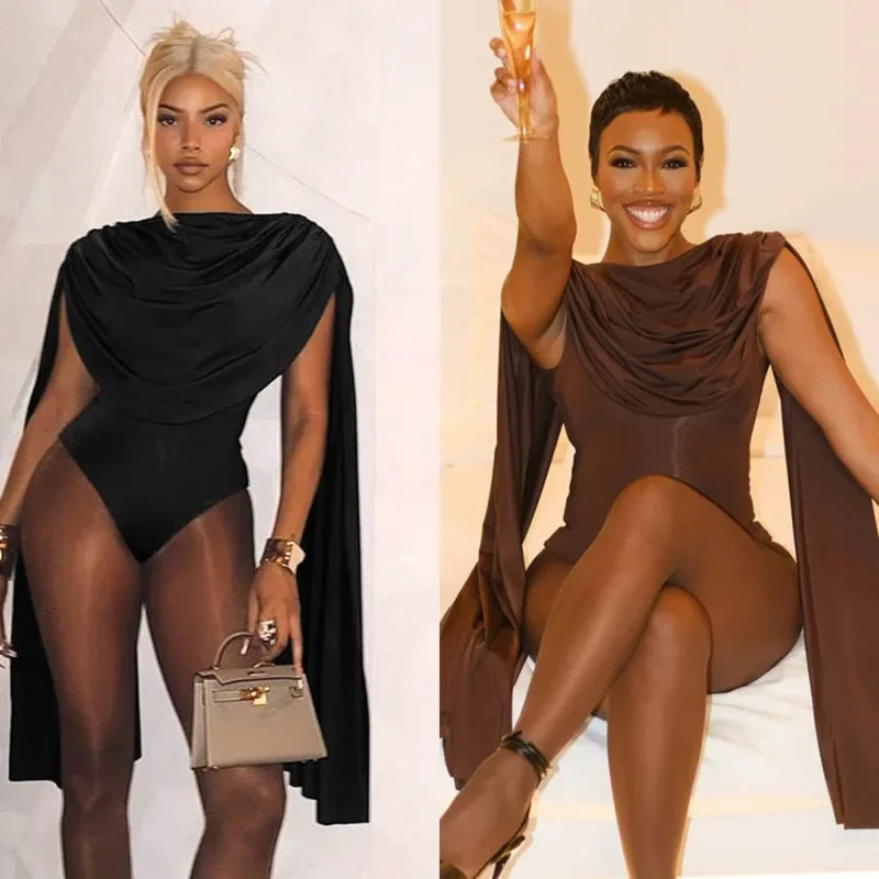 

Elegant Tassel Swing Collar Bodysuit Chic Sexy Hipster One Piece Rompers Summer Fashion Sleeveless Wild Midnight Party Club Tops