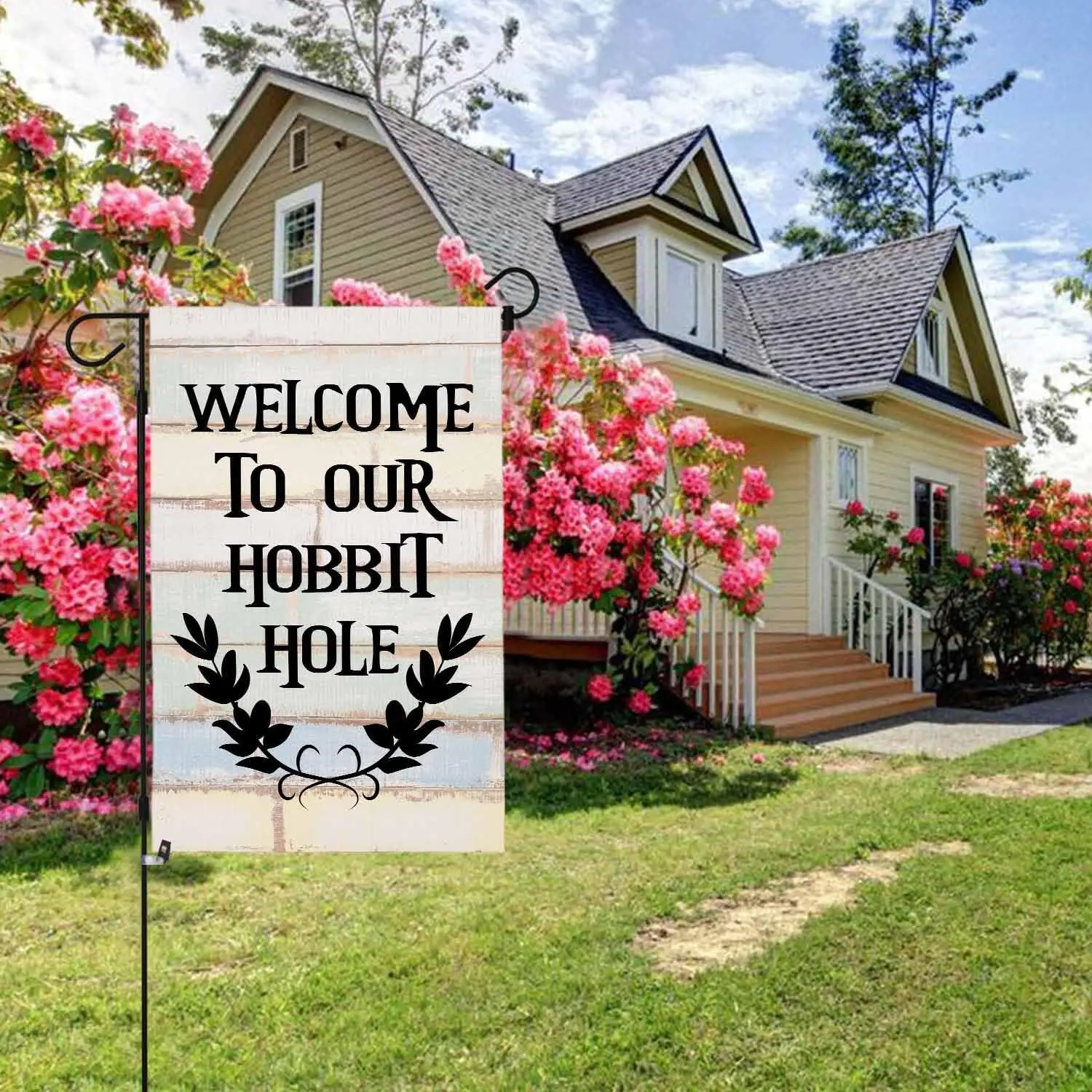 Home Decoration Outdoor Garden Yard Flags Sign Polyester Flag Double Sided 12 x 18 Inch (Welcome to Our Hobbit Hole) uui