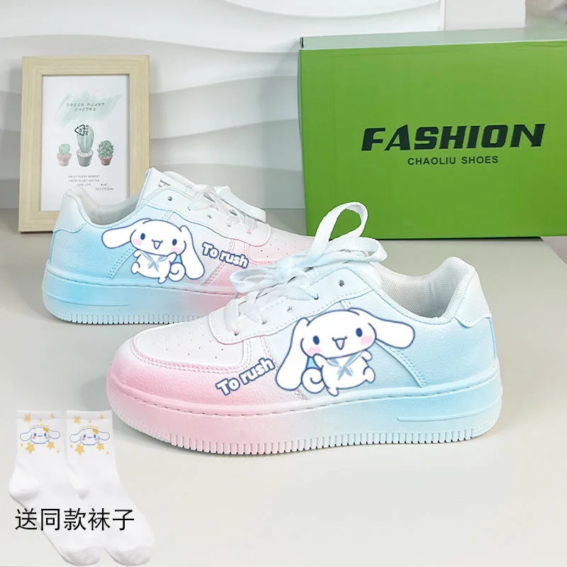 Hello Kitty Board Shoes Sanrio Kuromi Tennis Shoes Cinnamorol Basket Shoes Kawaii Kids Casual Sneakers Cartoon Kitty White Shoes