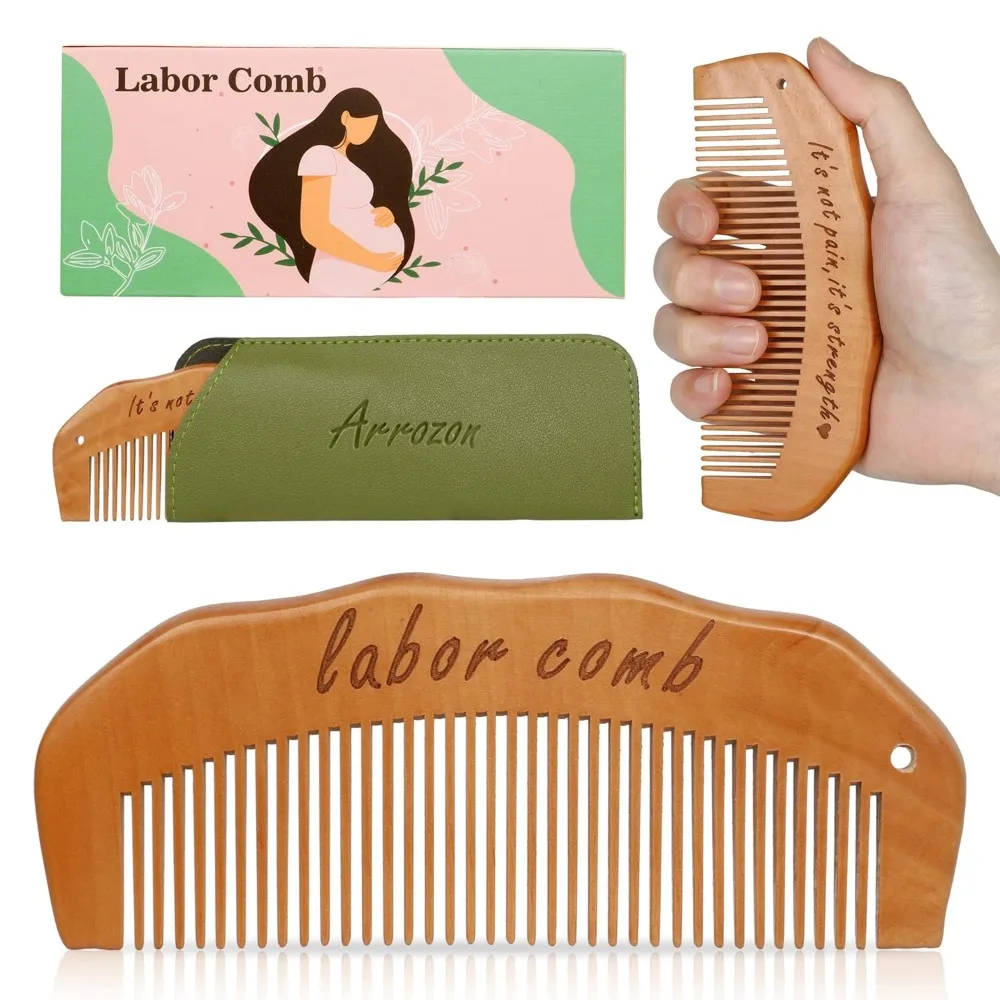 Natural Wooden Labor Comb for Women Birthing Comfort Hospital Bag Must Have Essential New Mom Gift Delivery Aid