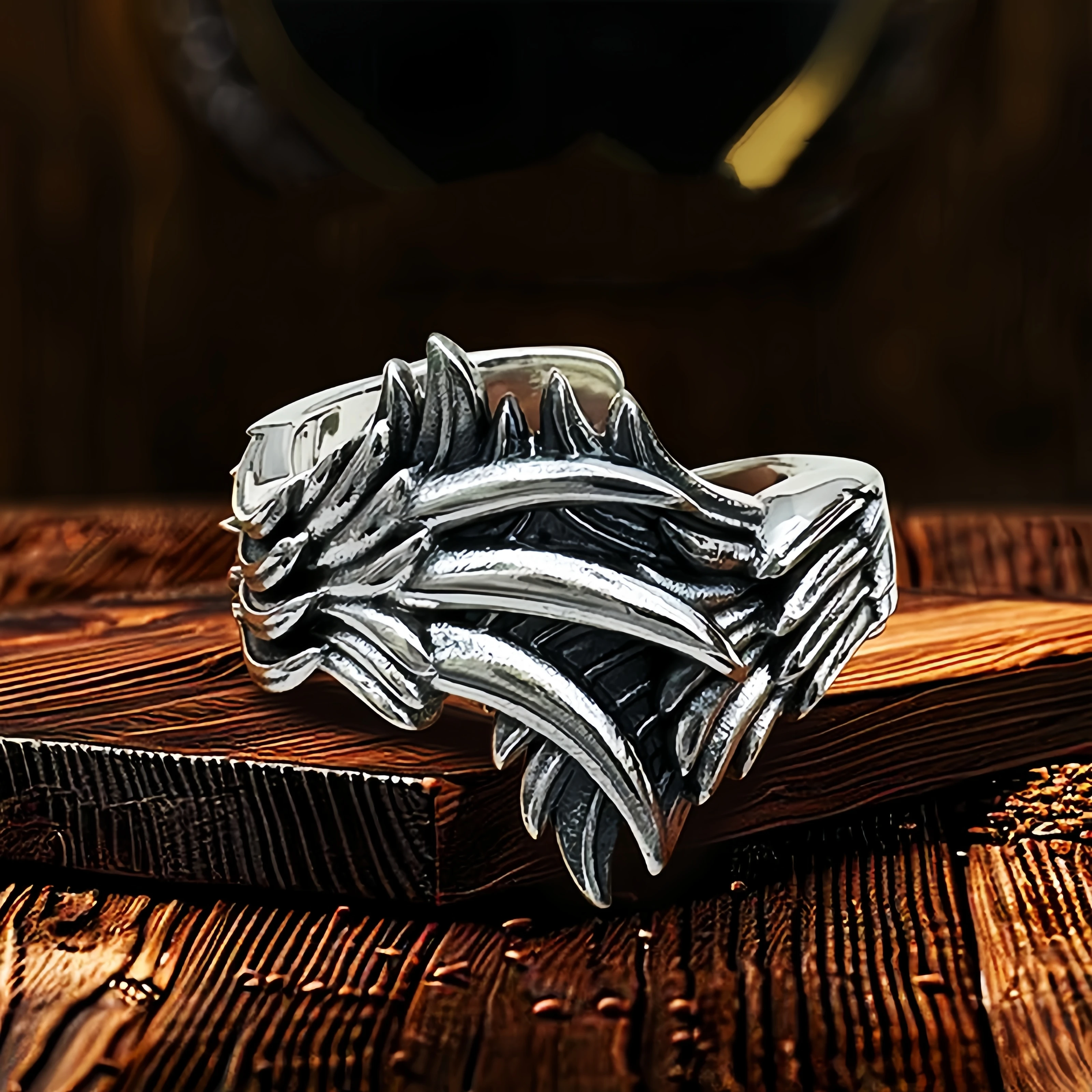 Men'S Accessories Rings - レトロなフェニックスの翼と爪のデザインの調整可能なオープンリング、男性用、パンクゴシック、エッジの効いたシルバーメッキ真鍮ジュエリー、ヴィンテージアクセサリー、ギフト