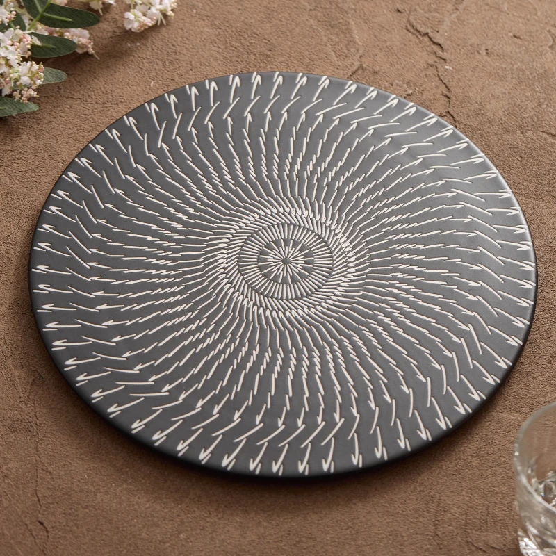 Plato de cerámica con textura ondulada creativa, plato para carne, postre, sushi, plato para servir, vajilla de cocina para restaurante Gourmet Molecular