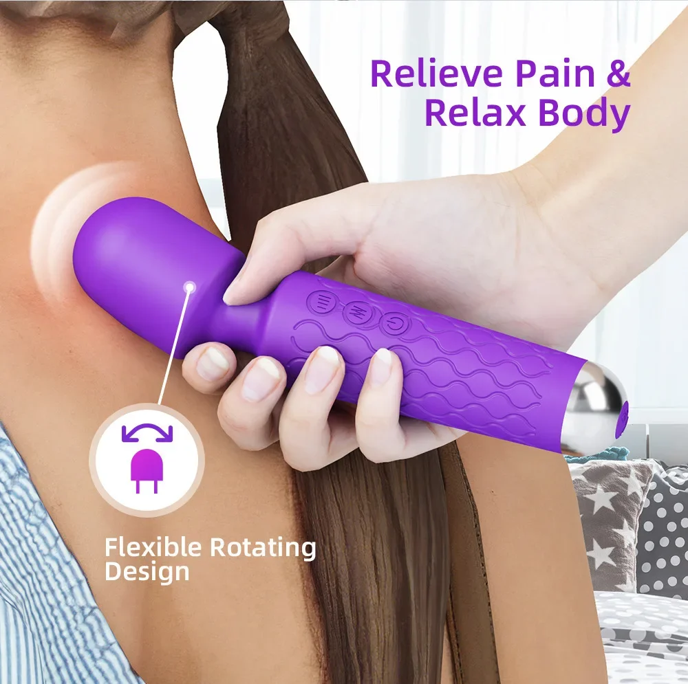 

Handheld Back Massager 8 Powerful Speeds 20 Vibration Modes Neck Shoulder Back Body for Sport Recovery Muscle Aches Massage Tool